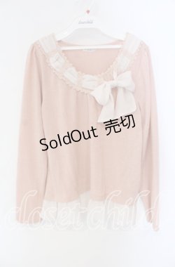 画像1: axes femme / リボン通しニットソー M ピンク O-25-08-28-1009-AX-TO-OW-OS