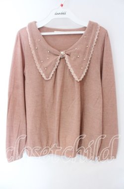 画像1: axes femme / パール配色ニットプルオーバー M ピンク O-25-08-28-1011-AX-TO-OW-OS