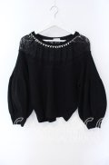 axes femme / レース使ボリュームニットプルオーバー M クロ O-25-08-28-1018-AX-TO-OW-OS