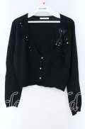 axes femme / リボン＆チュールフリルショートカーディガン M クロ O-25-08-28-1019-AX-TO-OW-OS