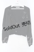 axes femme / リボン＆チュールフリルショートカーディガン M クロ O-25-08-28-1019-AX-TO-OW-OS