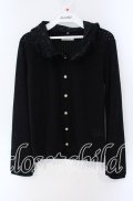 axes femme / 襟ファー付きドットカーデ M クロ O-25-08-28-1020-AX-TO-OW-OS