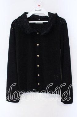 画像1: axes femme / 襟ファー付きドットカーデ M クロ O-25-08-28-1020-AX-TO-OW-OS