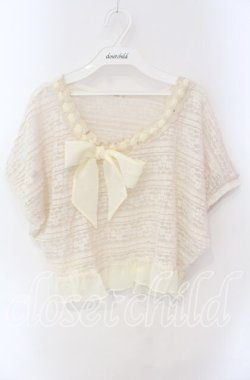 画像1: axes femme / 総レースショート丈プルオーバー M キナリ O-25-08-28-1022-AX-TO-OW-OS