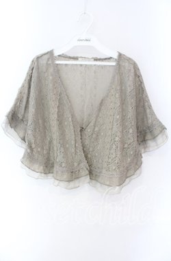 画像1: axes femme / 透かし編みフリルボレロ M グリーン O-25-08-28-1027-AX-TO-OW-OS