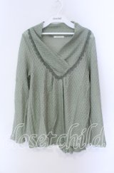 axes femme / レース配色透かし編みニット M グリーン O-25-08-28-1004-AX-TO-OW-ZT276