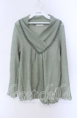 画像1: axes femme / レース配色透かし編みニット M グリーン O-25-08-28-1004-AX-TO-OW-ZT276 (1)