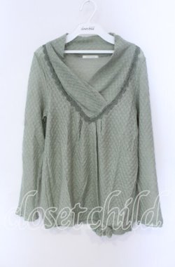 画像1: axes femme / レース配色透かし編みニット M グリーン O-25-08-28-1004-AX-TO-OW-OS