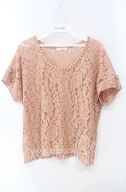 画像1: axes femme / パール配色レースプルオーバー M ピンク O-25-08-28-1035-AX-TO-OW-OS