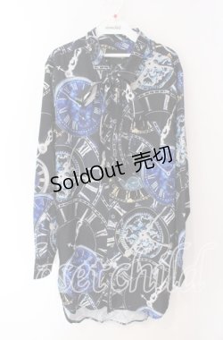 画像1: Wrouge / POCKET WATCHリボン付きシャツ F ブラック O-25-08-28-009-LO-BL-OW-OS