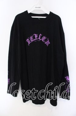 画像1: REFLEM / 薔薇プリントL/S Tee/ロングスリーブカットソー F ブラック×パープル O-25-08-28-015-PU-TO-OW-OS