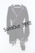 Qutie Frash / 和柄切替振袖ワンピース  ブラック×パープル O-25-08-28-022-QU-OP-OW-OS