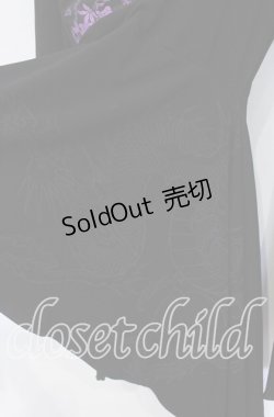 画像2: Qutie Frash / 和柄切替振袖ワンピース  ブラック×パープル O-25-08-28-022-QU-OP-OW-OS