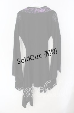 画像4: Qutie Frash / 和柄切替振袖ワンピース  ブラック×パープル O-25-08-28-022-QU-OP-OW-OS