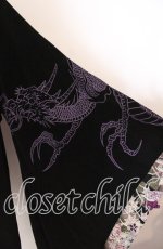 画像2: Qutie Frash / ちりめん切り替え着物袖カーディガン  ブラック O-25-08-28-026-QU-TO-OW-ZT076 (2)