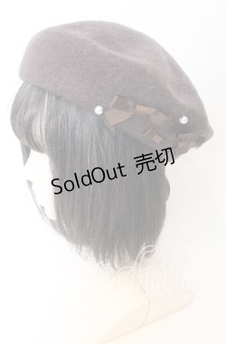 画像1: m petit by misako / AMミニリボンバスクベレー  ブラウン O-25-08-29-052-LO-AC-YM-ZT511