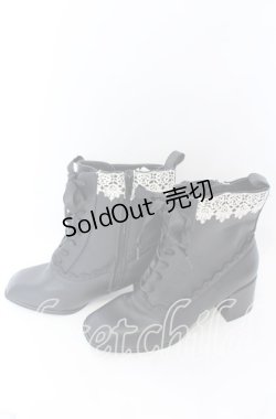 画像2: axes femme / レースアップショートブーツ L クロ O-25-08-29-058-AX-SH-YM-ZT-K001