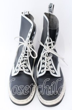 画像1: Dr.Martens （Getta Grip） / Pierre 10ホールブーツ 約22.5-23cm ブラックｘホワイト O-25-08-29-059-PU-SH-YM-OS