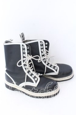 画像4: Dr.Martens （Getta Grip） / Pierre 10ホールブーツ 約22.5-23cm ブラックｘホワイト O-25-08-29-059-PU-SH-YM-ZT-K001