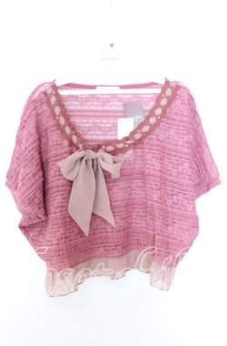 画像1: axes femme / 総レースショート丈プルオーバー M ピンク O-25-08-29-007-AX-TO-OW-OS