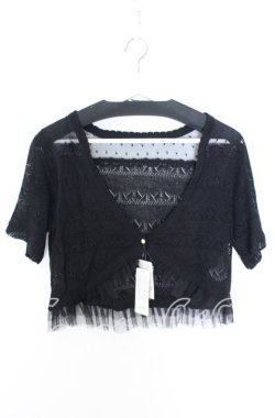 画像1: axes femme / チュールフリル透かしボレロ M クロ O-25-08-29-008-AX-TO-OW-OS