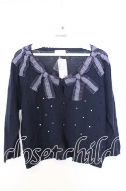 画像1: axes femme / リボンデザインボレロ M ネイビー O-25-08-29-009-AX-TO-OW-OS