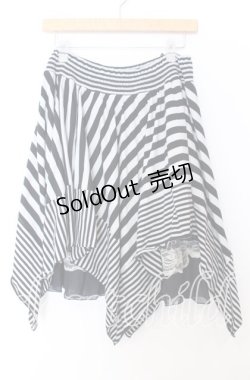 画像1: axes femme / ランダムストライプスカート M クロ×シロ O-25-08-29-013-AX-SK-OW-OS