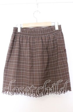 画像2: axes femme / チェック編み上げスカート M ブラウン O-25-08-29-014-AX-SK-OW-OS