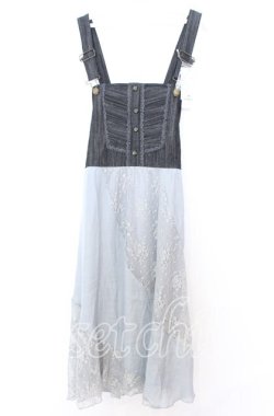 画像1: axes femme / デニムドッキングロングワンピース M クロ O-25-08-29-002-AX-OP-OW-OS