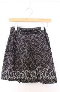axes femme / ダマスク柄台形スカート M クロ O-25-08-29-020-AX-SK-OW-ZT257