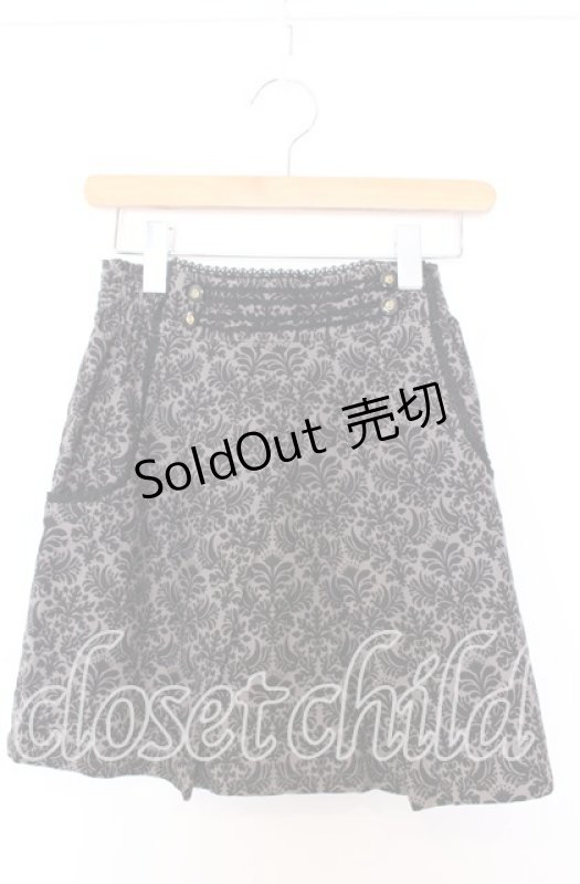 画像1: axes femme / ダマスク柄台形スカート M クロ O-25-08-29-020-AX-SK-OW-ZT257 (1)