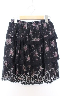 画像1: axes femme / 花柄レーススカート M クロ O-25-08-29-025-AX-SK-OW-OS