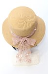 画像2: axes femme / レースリボンカンカン帽  ナチュラルｘピンク O-25-08-29-029-AX-AC-YM-ZT500 (2)