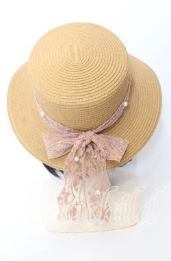 画像2: axes femme / レースリボンカンカン帽  ナチュラルｘピンク O-25-08-29-029-AX-AC-YM-OS