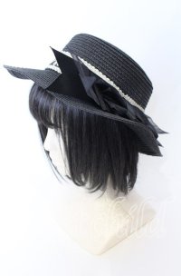 axes femme POETIQUE / リボン巻きカンカン帽  クロ O-25-08-29-030-AX-AC-YM-ZT500