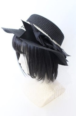 画像1: axes femme POETIQUE / リボン巻きカンカン帽  クロ O-25-08-29-030-AX-AC-YM-OS