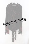 Qutie Frash / ギャザーフリルニットカーディガン  ブラック×レッド O-25-08-30-037-QU-TO-OW-OS