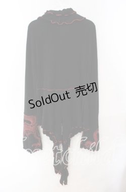 画像3: Qutie Frash / ギャザーフリルニットカーディガン  ブラック×レッド O-25-08-30-037-QU-TO-OW-OS