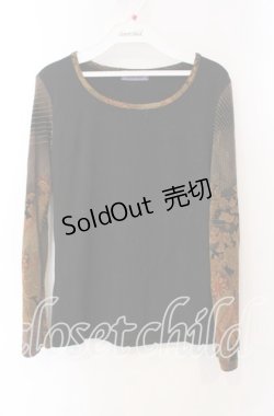 画像1: Qutie Frash / ちりめんスリーブカットソー  ブラック O-25-08-30-041-QU-TO-OW-OS