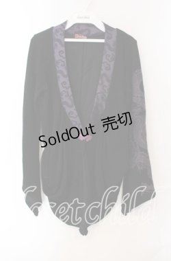 画像1: Qutie Frash / ドラゴンサテン切替変形カーディガン  ブラック×パープル O-25-08-30-042-QU-TO-OW-OS