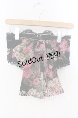 画像1: Qutie Frash / ちりめんリボン帯コルセット  ブラック O-25-08-30-044-QU-TO-OW-OS