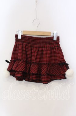 画像1: LIZ LISA doll / サイドぽんぽんラメチェックスカパン  アカ O-25-08-30-061-LO-SK-OW-OS