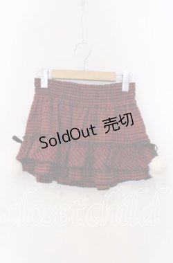 画像1: LIZ LISA doll / サイドぽんぽんラメチェックスカパン  アカ O-25-08-30-061-LO-SK-OW-OS