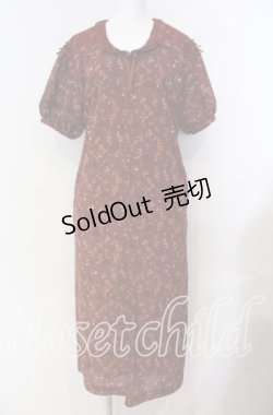画像1: PINK HOUSE / プチリボン使い花柄ワンピース  アカ O-25-08-30-006-LO-OP-OW-ZT078