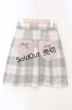 画像1: Ank Rouge / ハートポケット台形スカート M ピンク×グレー O-25-08-30-062-CA-SK-OW-OS
