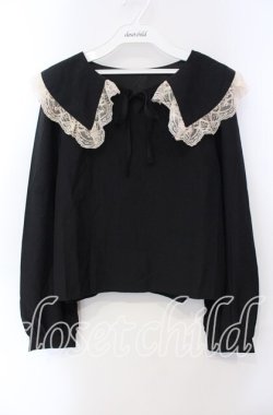 画像1: evelyn / 襟レースブラウス F クロ O-25-08-30-065-LO-BL-OW-OS