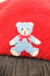 画像2: MILK / くま刺繍ベレー  アカ O-25-08-30-1004-ML-AC-OW-ZT511 (2)