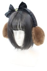画像1: MILK / マカロンイヤーマフ  ブラウン×クロ O-25-08-30-1002-ML-AC-OW-ZT500 (1)