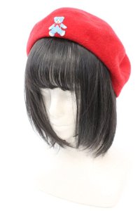 MILK / くま刺繍ベレー  アカ O-25-08-30-1004-ML-AC-OW-ZT511