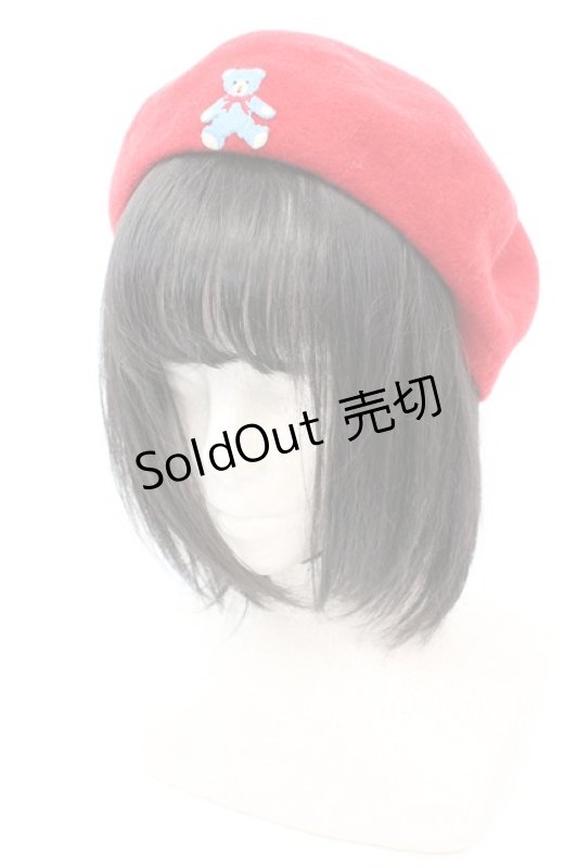 画像1: MILK / くま刺繍ベレー  アカ O-25-08-30-1004-ML-AC-OW-ZT511 (1)